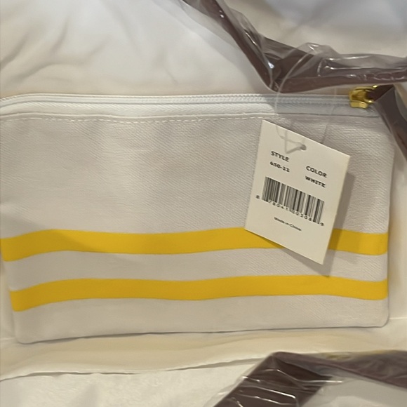 Yellow and White Tote or Garment Bag - Picture 2 of 6